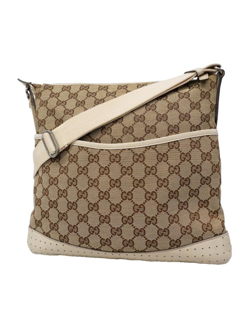 Gucci Shoulder Bag GG Canvas Beige Silver